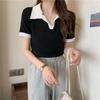 Summer Color Matching Women T Shirt Harajuku Short Sleeve Black White T-Shirts Korean Casual Slim Female Basic Y2k Tees Crop Top