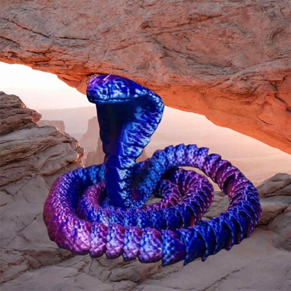 Многоцветное украшение Кобра Реалистичная модель животного Изысканная модель 3D-печати Хэллоуин