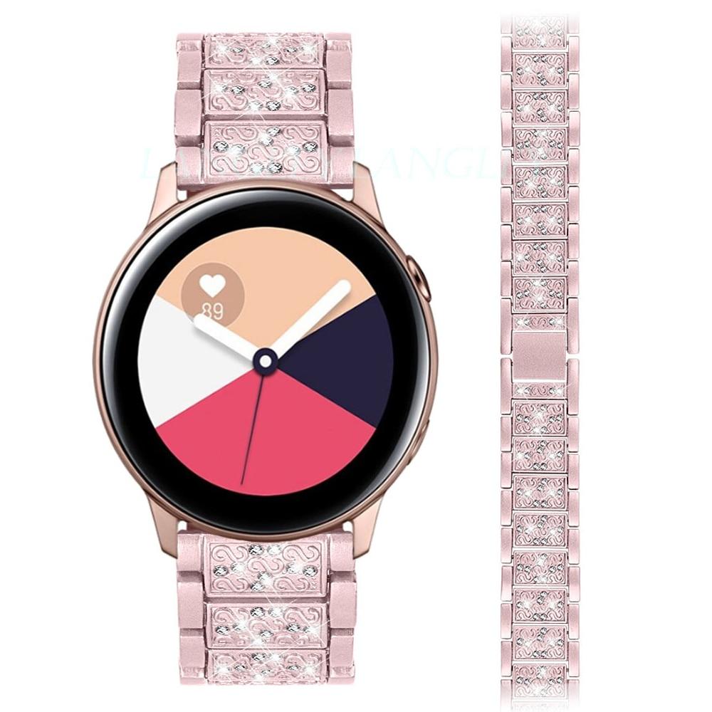 Женский металлический браслет с бриллиантами 20 мм 22 мм для Samsung Galaxy Watch4 40 42 мм для Huawei watch 3 pro, ремешок для часов из нержавеющей стали