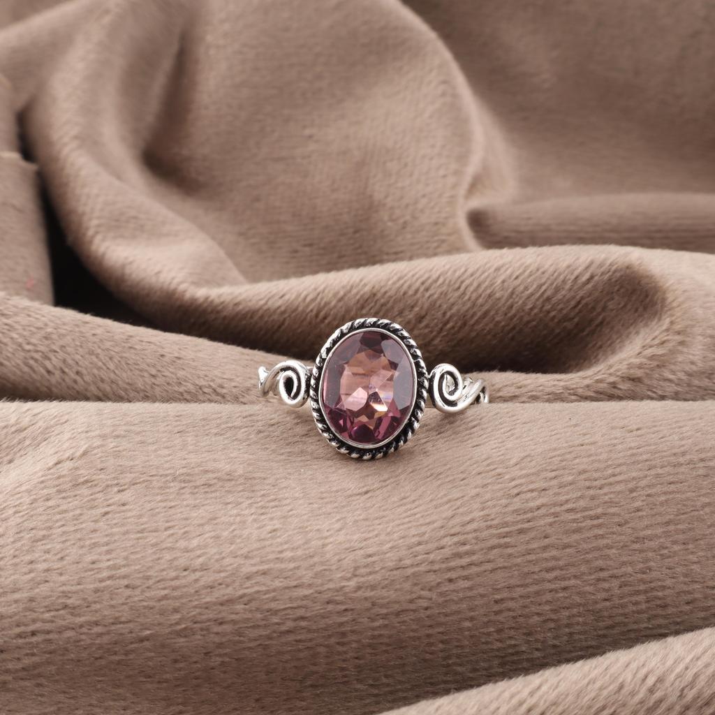 Кольцо с родолитом, Ювелирное изделие ручной работы из серебра, Кольцо из стерлингового серебра 925 пробы, Духовное серебряное кольцо для свадебного подарка