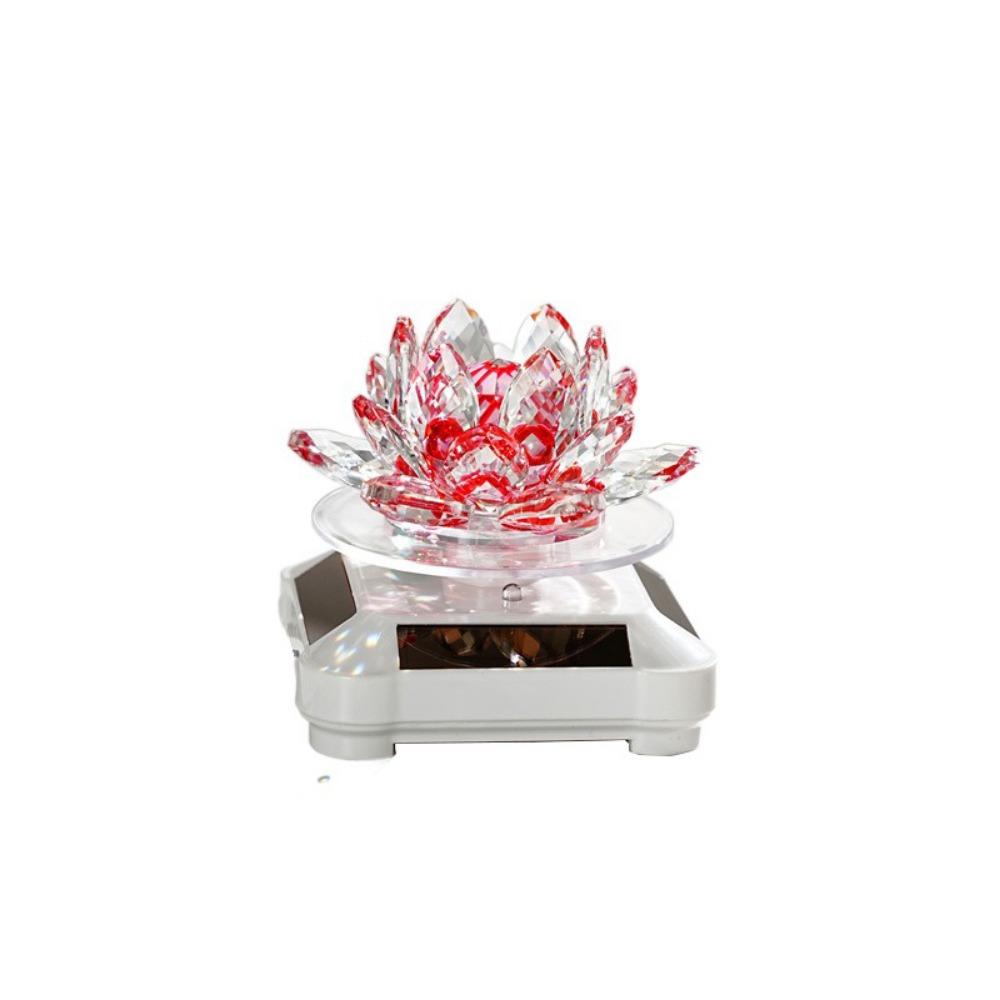 Solar Powered Rotating Crystal Lotus Figurine Car Air Fragrance Diffuser Balconies