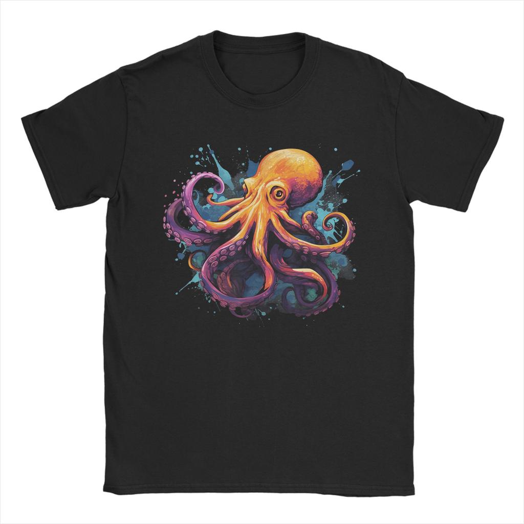 Octopus Wearing Beanie Retro Graphic TShirt Summer Trending TShirts Male 100 Cotton Breathable Plus Size Clothes Vintage