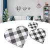3Pcs Heart Shaped Wood Sign Plaid Wooden Wall Decor Rustic Hanging Plaque for Kitchen Bedroom Bathro
