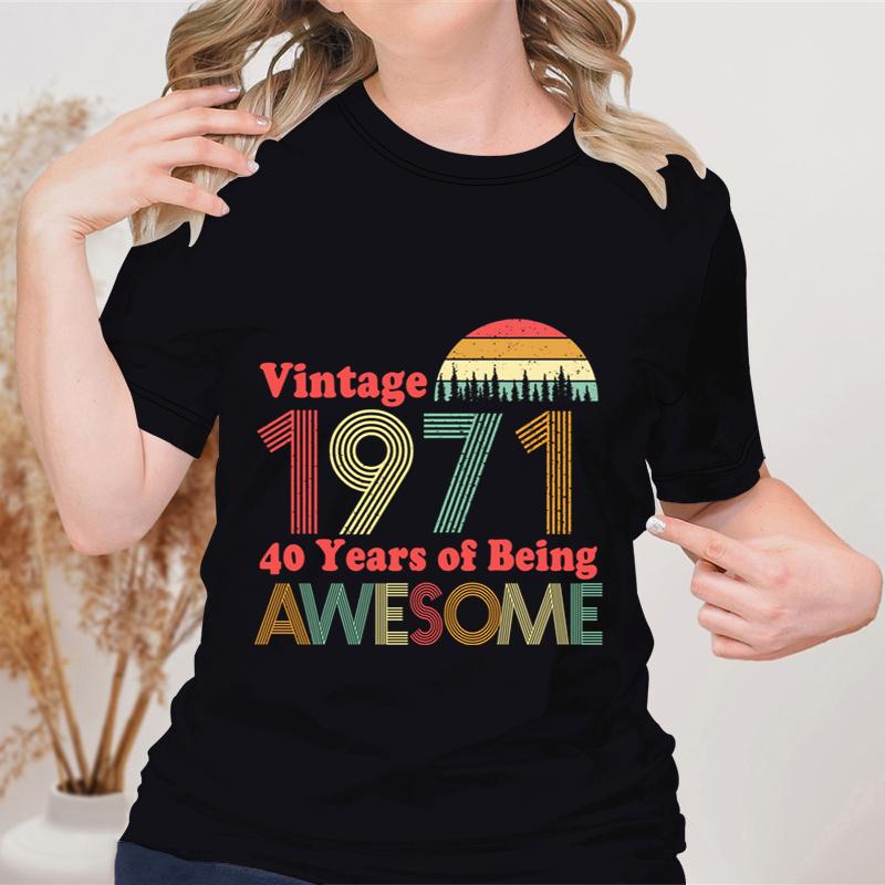 Женская футболка на 50-летие, винтажная 1970 г., 40 лет быть потрясающим, классический ретро-графический подарок на день рождения для мамы, летние женские топы