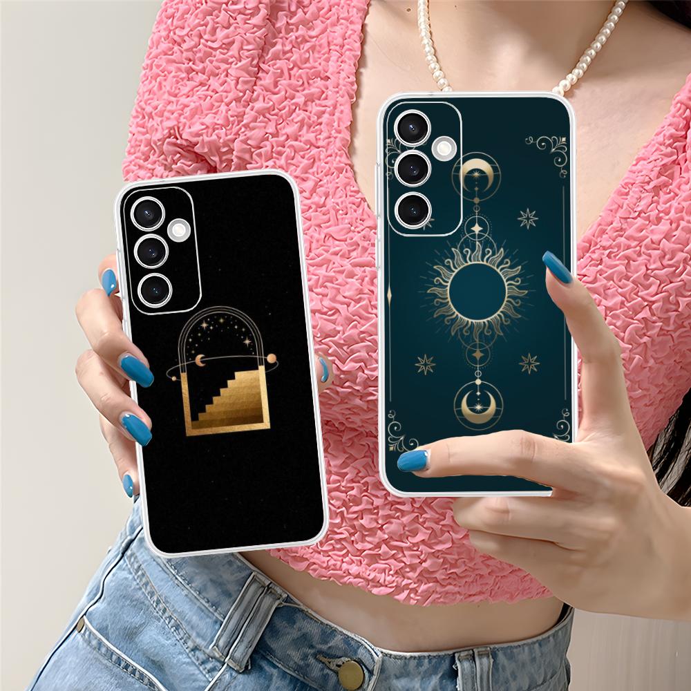 Sun Moon Mobile Cell Phone Case for Samsung Galaxy S25 S24 S23 S22 S21Plus FE Ultra Clear Colorful Cover Luxury Cellphones