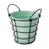 Bucket with Iron Frame Hanging Planter Basket Balcony Flower Pot