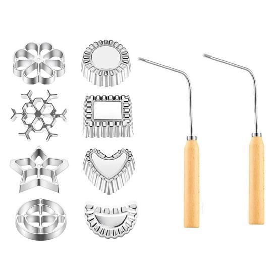 Frying Mold Set with Long Handle Non-Stick Shredded Carrot Shrimp Patty Spoon Waffle Cooking Stamp Cookie Press Mold Stainless Steel Kitchen Baking