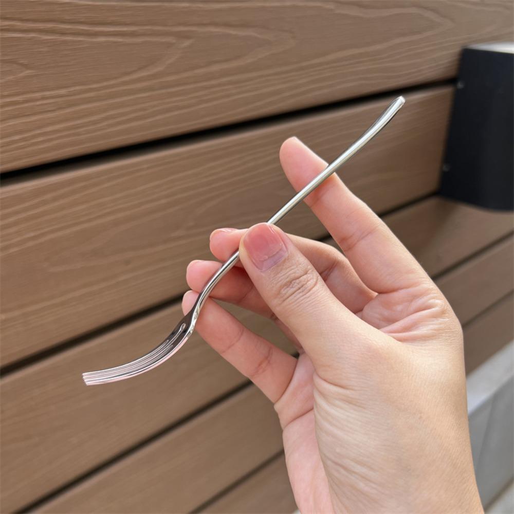 Десертная вилка из нержавеющей стали с длинной ручкой, фруктовые вилки с четырьмя зубцами, обеденная вилка, для послеобеденного чая