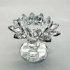 Durable Crystal Lotus Candlestick Elegant Lotus Flower Figurines Glass Candle Stand  Coffee Table