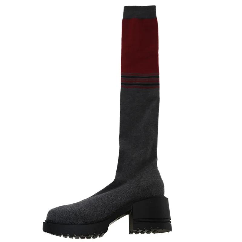 Knitting High Heels Women High Boots Sock Boots Winter New Designer Chunky Shoes Women 2024 Trend Dress Shoes Pumps Mujer Botas