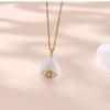 Asu  New Vintage Round Disc Daisy Heart Pendant Necklace Stainless Steel Chain Clavicle Choker Jewelry for Women