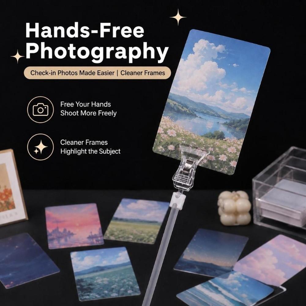 5Pcs with Sticks Photo Display Clips Plastic Photo Booth Props Card Holder Clips Photography