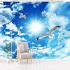 Custom Large Ceiling Zenith Mural Wallpaper 3D Stereo Blue Sky White Clouds Dove Nature Landscape Photo Mural Ceiling Wallpapers Decor