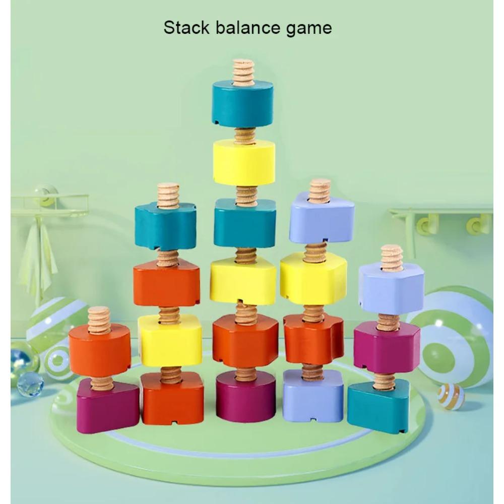 Wooden Screw Nut Disassembly Color Shape Matching Building Blocks Game Montessori Educational Toys Gift for Kids Boys