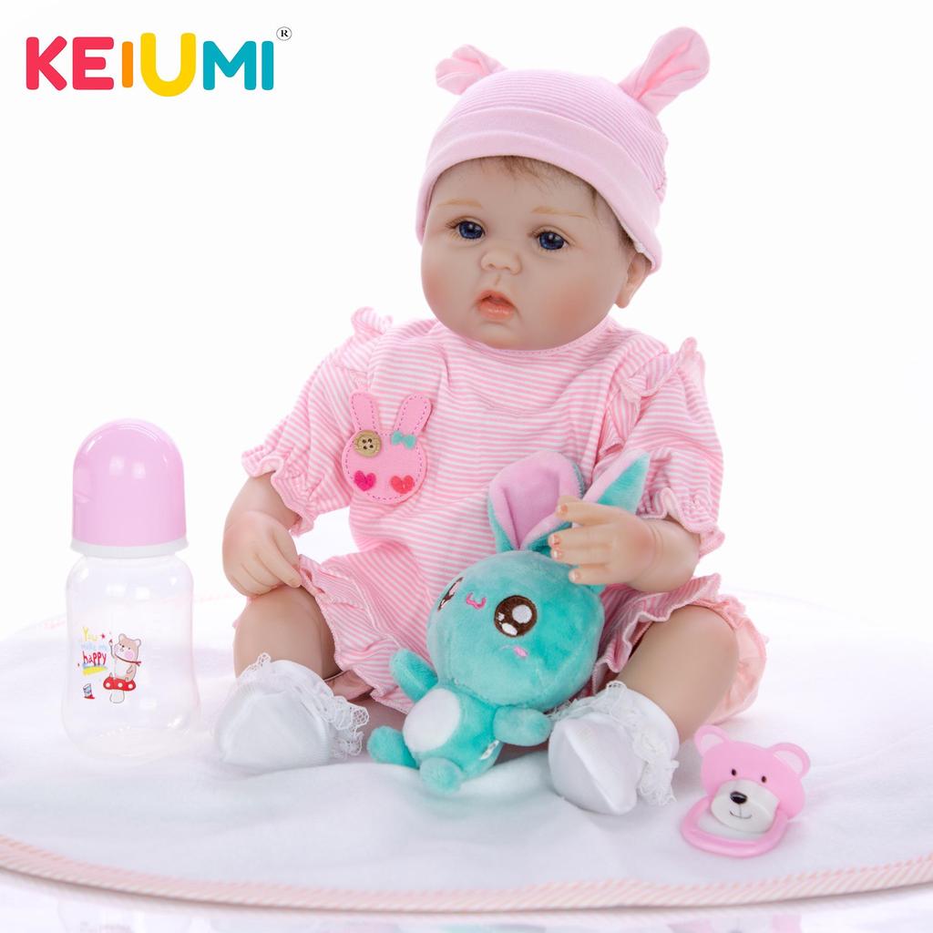 KEIUMI Lovely Doll Dress Suit For 17-18 Inch Reborn Baby Doll Clothing Strip Shirt Doll Suits Children Xmas Birthday Gifts