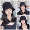 WTB Synthetic Wig Women's Hat Wig One-piece Daily Black Fisherman's Sun Protection Hat Straight Hair Wig Hat Wig Party Wig