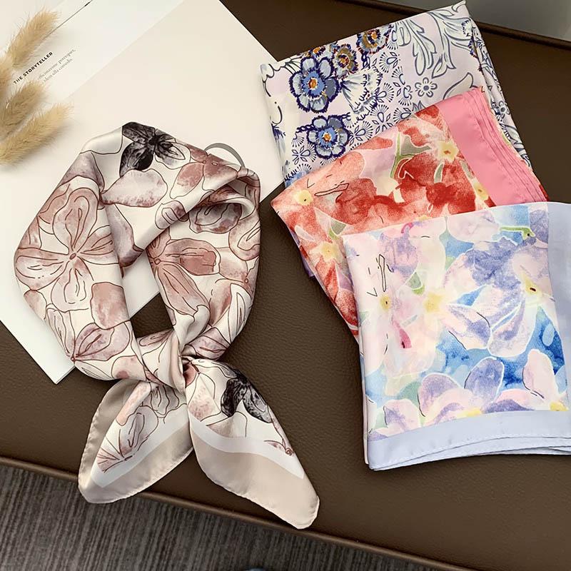 Retro 70*70 Square Scarf Colorful Silk Scarf Women Neck Scarf All-Match Shawl Trendy Headscarf Women'S Accessories Gifts