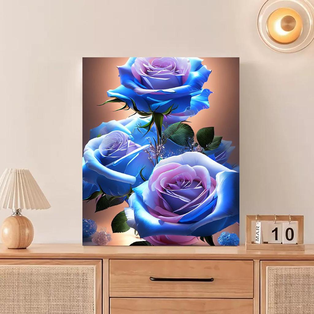 RUOPOTY Картина по номерам своими руками с рамкой, акриловая краска на холсте, картина по номерам для взрослых, стартовые наборы, 40x50 см, синяя роза