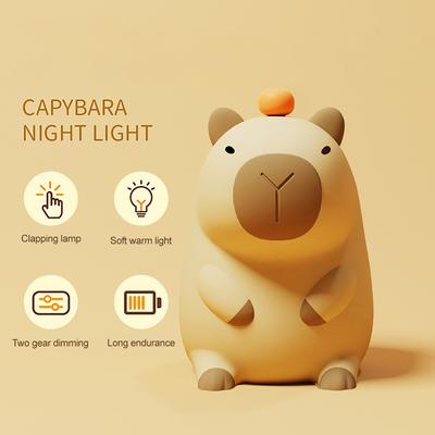 Милый мультяшный капибара, силиконовый ночник, USB перезаряжаемый светильник с таймером затемнения, ночник для сна для декора детской комнаты