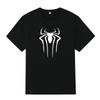 Summer Comfort Mens Crew Neck Black Print T-shirt Super Hero Spider No-Cut Transfer Print Cotton Tshirt