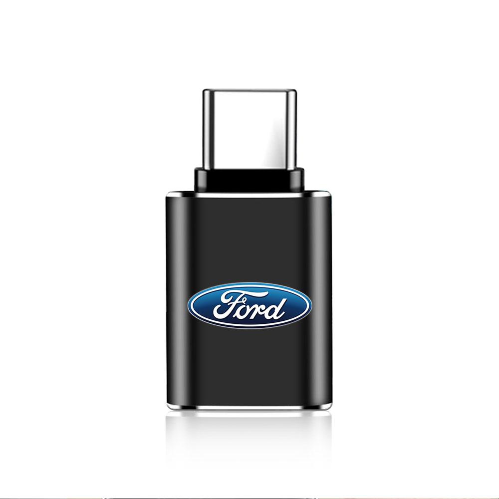 AKS1 Car USB Adapter Card Reader OTG Type C Phone Computer Connector For Ford Fiesta Ranger Focus Kuga STRACING Mustang Mondeo Fusion