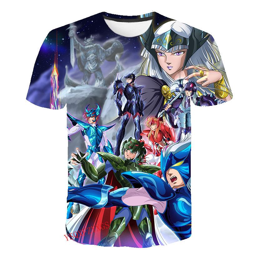 Летняя золотая футболка Saint Fighter с принтом 3D Harajuku HD для мужчин, с круглым вырезом и коротким рукавом, детская модная футболка с рисунком, повседневный топ