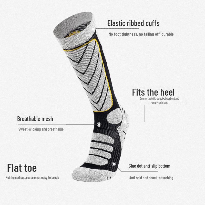 Взрослые лыжные носки из мериносовой шерсти: Плотный, Длинный, Теплый и Влагоотводящий для Занятий Спортом на Открытом Воздухе и Альпинизма