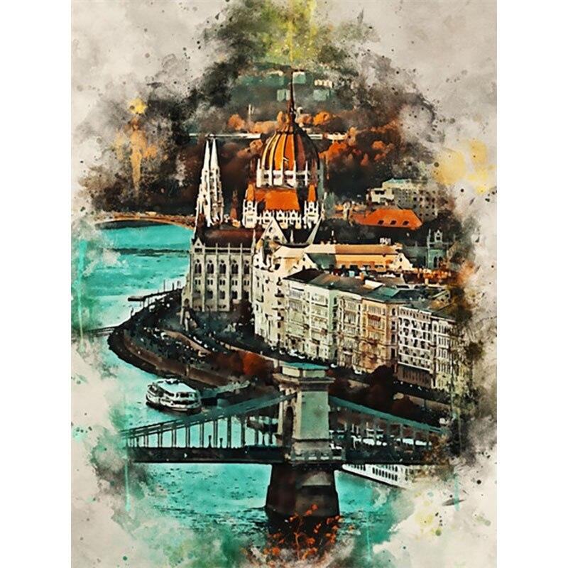 Abstract Diamond Painting 5d Diy Architecture Diamond Embroidery Scenery Cross Stitch Full Round Drill Home Decor Gift