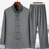 Men's Long-Sleeve Tang Suit: Spring/Summer Chinese Style Hanfu for Middle-aged and Elderly – Perfect for Dads & Grandpas, Ideal As a Tai Chi Shirt.