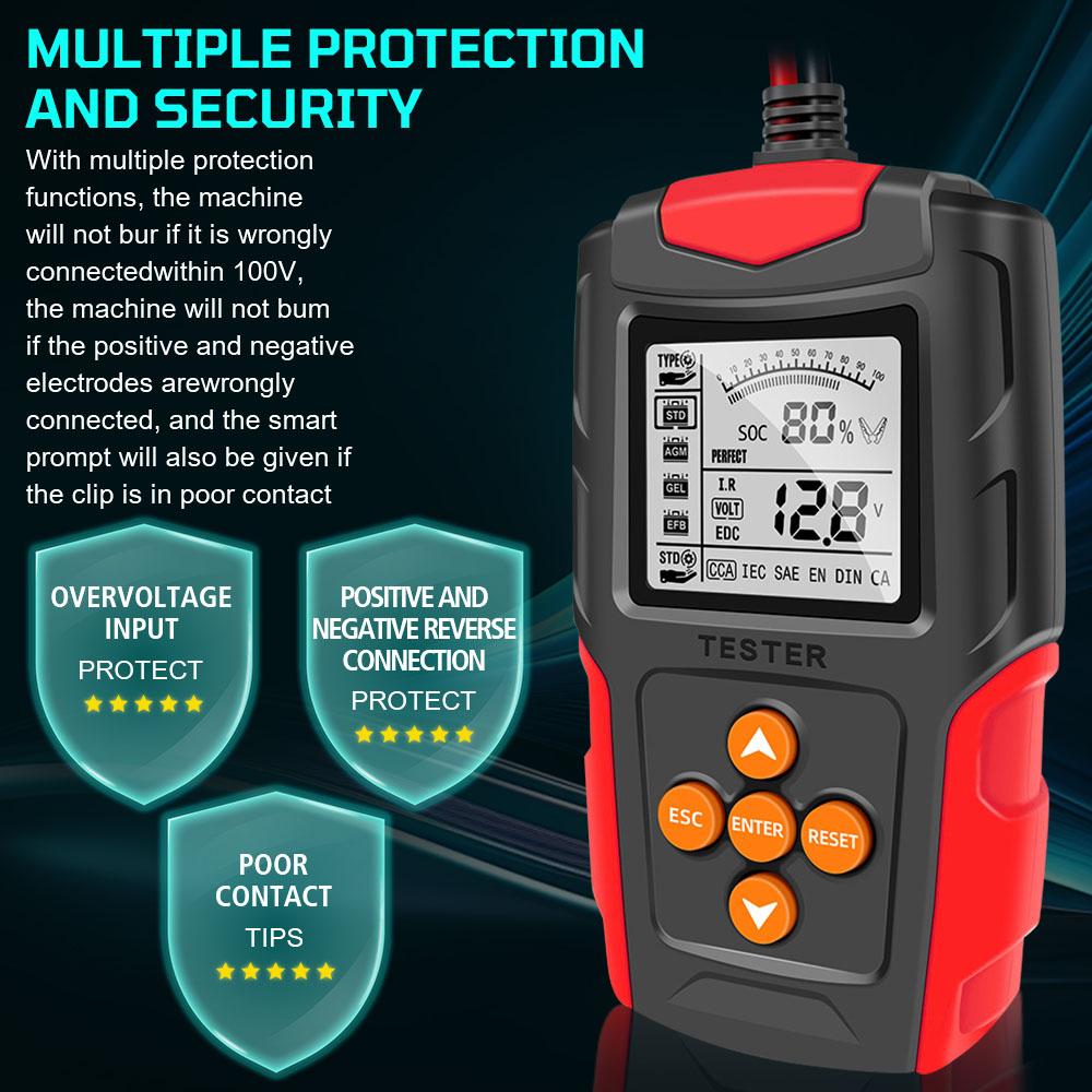 Digital 12V 24V Battery Analyzer Test Tool Car Motorcycle Battery Tester SOH SOC CCA IR Measurement for Car Truck