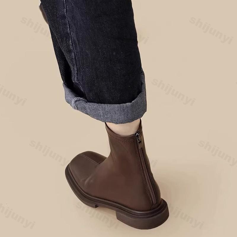 Модные женские осенние ботильоны, водонепроницаемая обувь на платформе, женский тренд 2025, обувь из мягкой кожи, ботинки на толстом каблуке в британском стиле