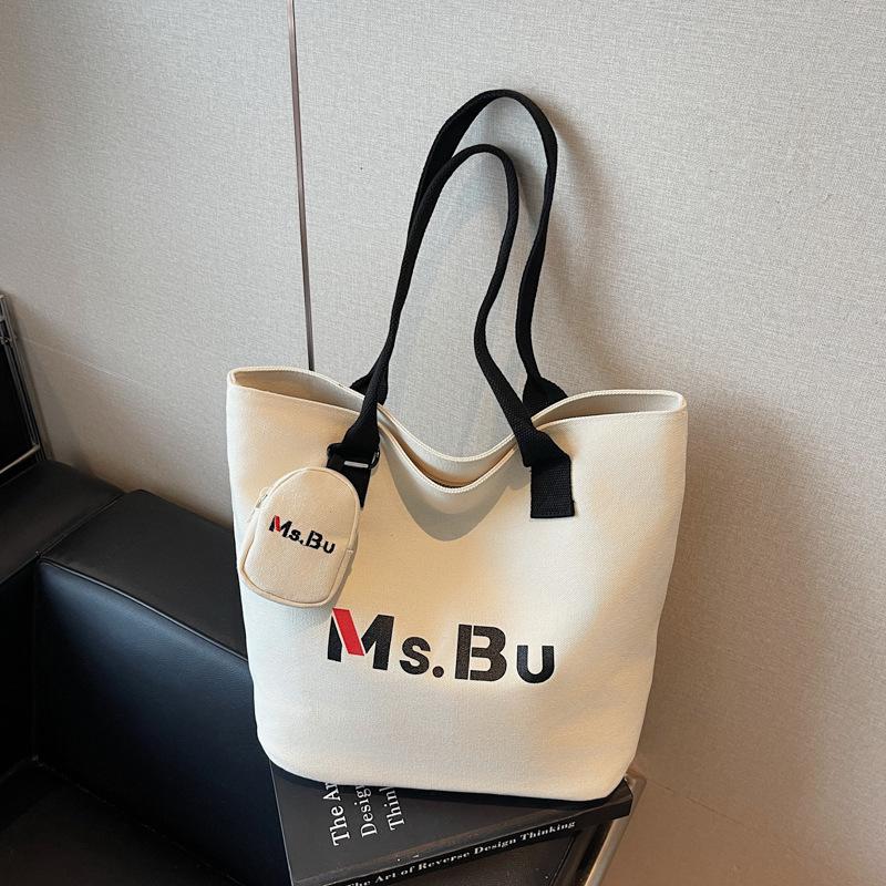 Canvas Bag Women's Large-capacity New Autumn and Winter Versatile Shoulder Bag Casual College Student Class Tote Bag
