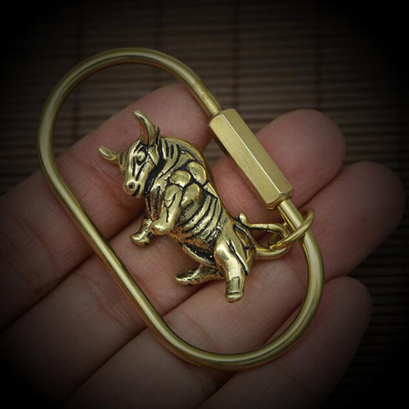 1шт мини портативный ретро латунь бык статуя брелок орнамент скульптура орнамент