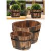 2x Wood Flower Pots Flowerpots Retro Decorative Plant Wooden Bucket Planter Barrels for Table