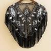 Women 1920s Sequined Shawl with Tassels Beaded Pearl Fringe Sheer Mesh Wraps Gatsby Flapper Bolero Cape Cover Up
