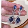 Heavy Industry Simulation Sapphire Water Drop Shaped Drop Earrings Suitable For Women's Daily Party Fashion Jewelry