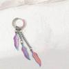 Creative Colorful Stainless Steel Feather and Leaf Chain Ear Clips - Trendy Long Dangle Earrings