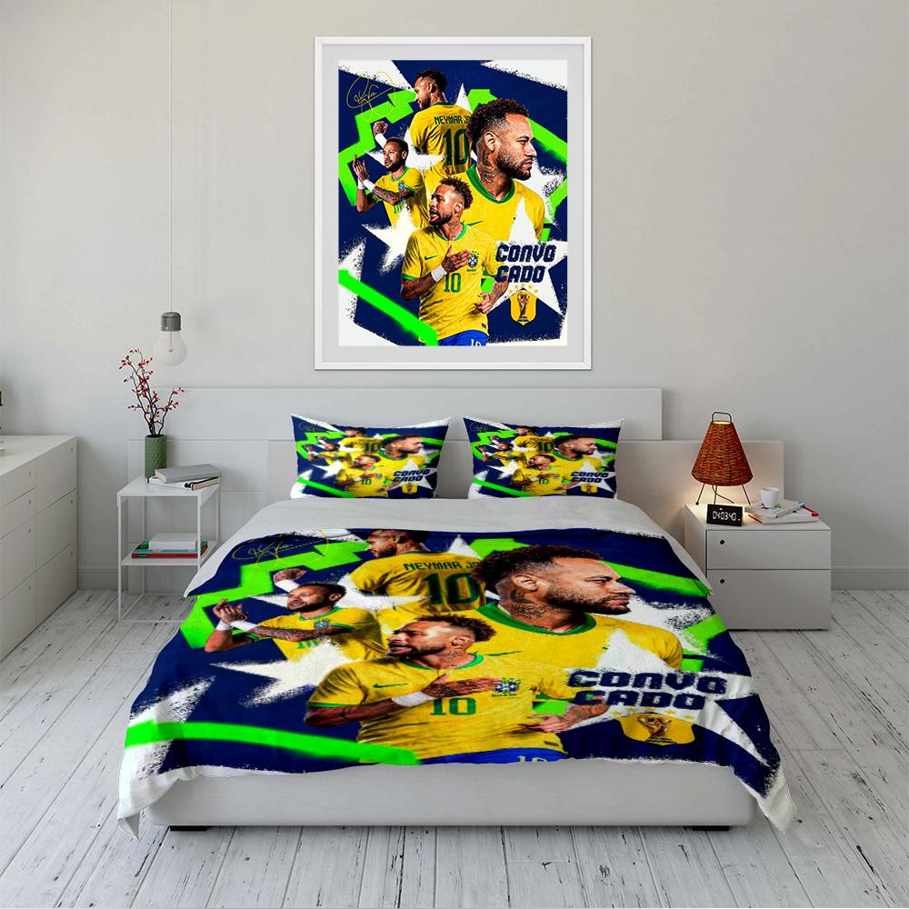 Brazil Football Star Bedding Set Bedding Duvet Cover Set Duvet Cover Pillowcases Home Decor (1 * Duvet Cover 2 * Pillowcases, without duvet insert)