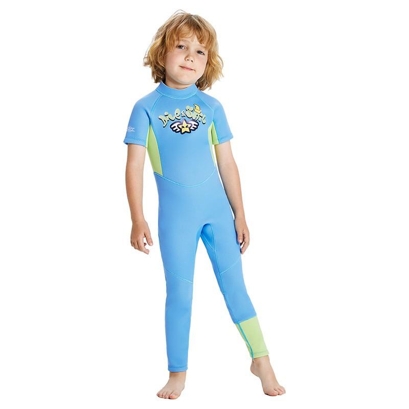 Kids 2.5mm Neoprene Short Sleeve Full Wetsuit Boys Warm Water Surfing Snorkeling Swimming Gear