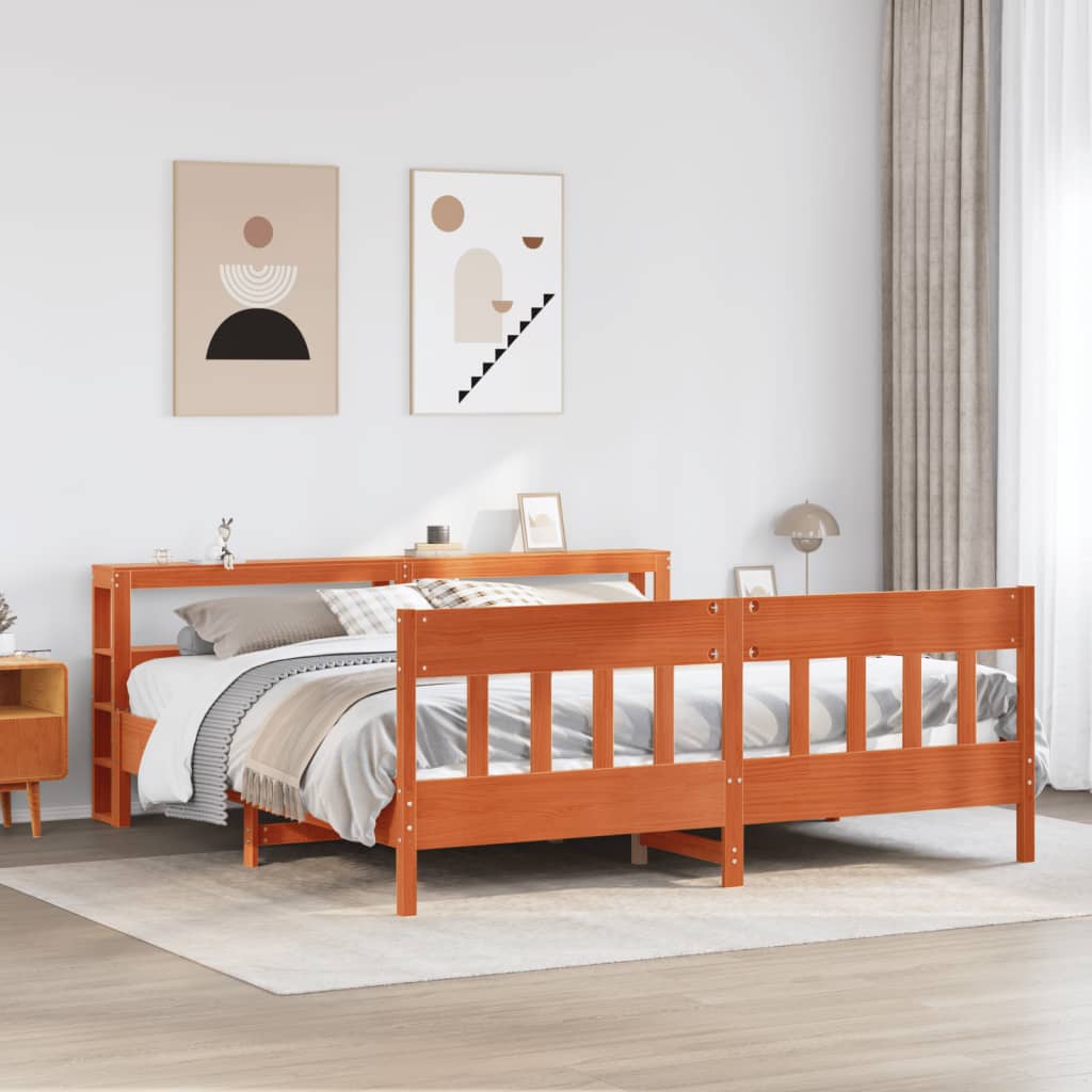 Vidaxl Rama Łóżka Bez Materaca, Woskowy Brąz, 180X200 Cm, Lita Sosna