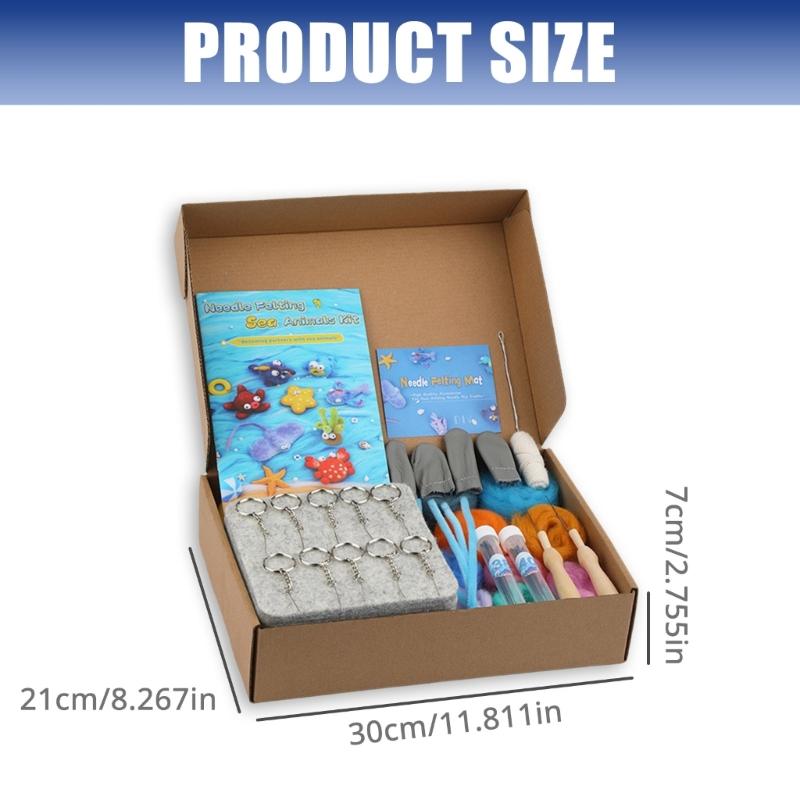 Ocean Animal Needle Wool Felting Tool with Needle Instruction Wool Roving Wood Handle and Finger Cots for Beginner