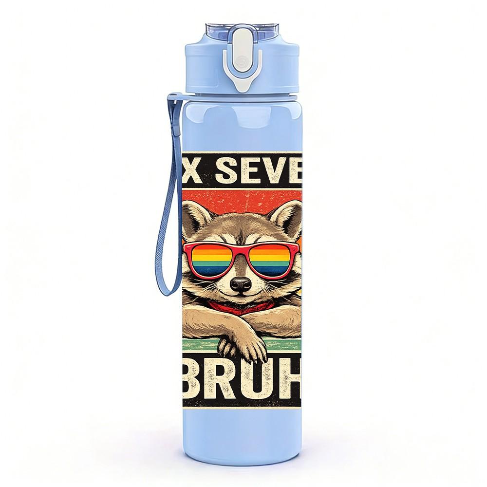 1PC Six Seven Bruh Retro Cat Poster Print 750ml Color Plastic Sports Water Bottle Leakproof Flip Straw Lid Suitable for Sports Office Home Use