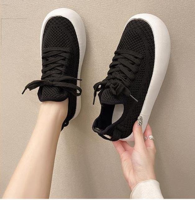 Трикотажные сетчатые туфли женские летние дышащие кроссовки модные туфли на плоской платформе женские белые повседневные спортивные туфли Tenis Feminino