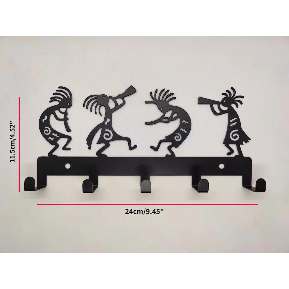 Настенная вешалка для пальто, винтажная черная металлическая ключница с крючками, идеально подходит для подвешивания пальто, шляп и одежды, стильная настенная вешалка