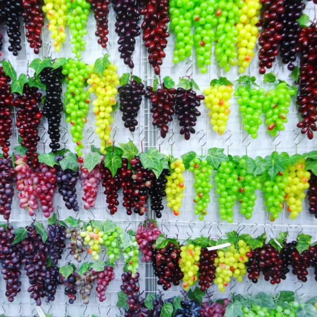 Большая декоративная виноградная лоза с листьями - Искусственная гирлянда с фруктами для стены, потолка или трубы с зелеными листьями деревьев