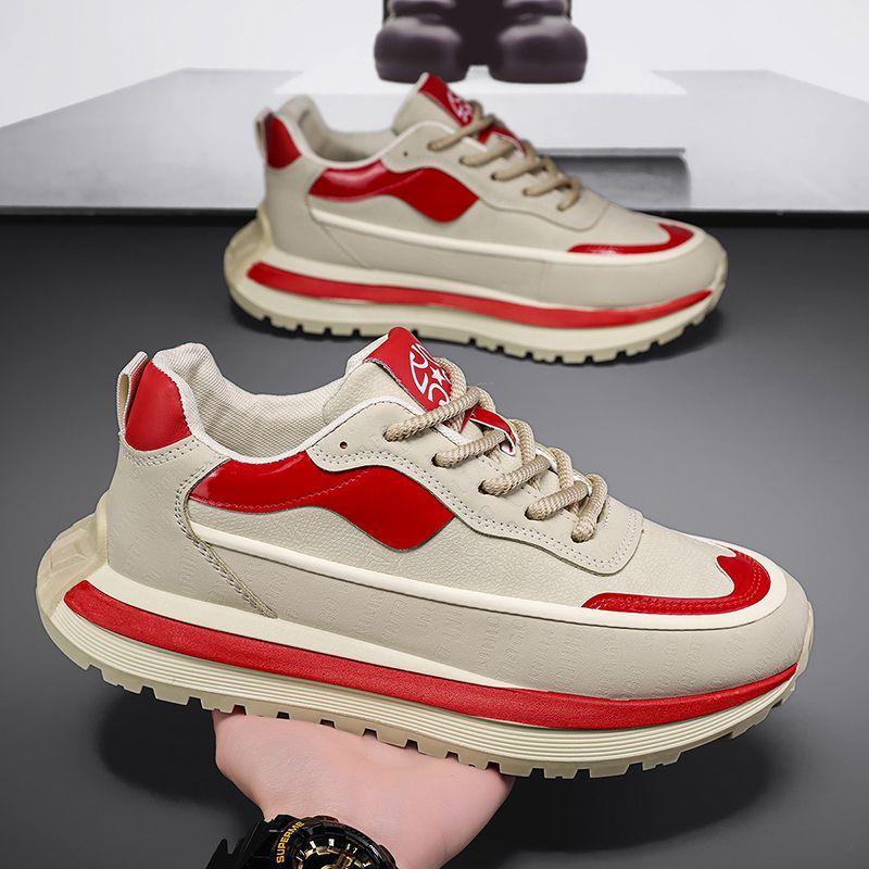 Мужская обувь 2025 осень новая дышащая низкая повседневная обувь «папины кроссовки» универсальный тренд на толстой подошве увеличивающая рост спортивная и повседневная обувь