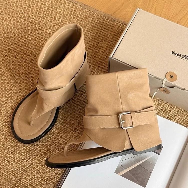 Срочная вторая доставка! Римские каникулы~ Стильные шлепанцы Spice Girls с круглым носом, ремешком с пряжкой, на среднем каблуке, крутые ботинки