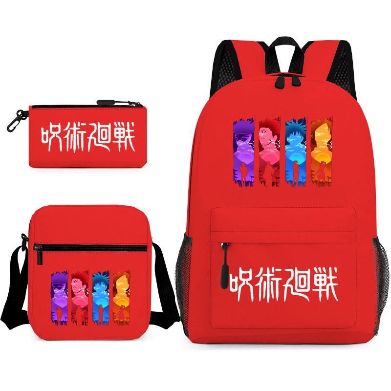 Teen Animation Backpack Elementary School Student Fashion School Bag Three-piece Set