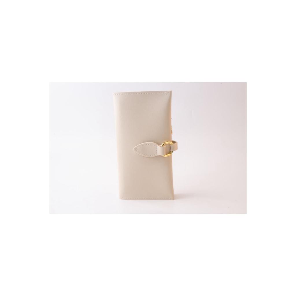 Soft Leather Orange Women's Wallet Accessory With Snap Fasteners, Multi-compartments, Zipper In The Middle And Phone Holder