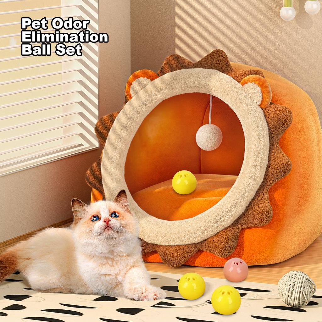 1ml Pet Balls Set (8-Pack) - Odor Eliminator Freshener For Dogs & Cats, Long-Lasting Lemon/Peach Scent For Pet Beds, Crates,